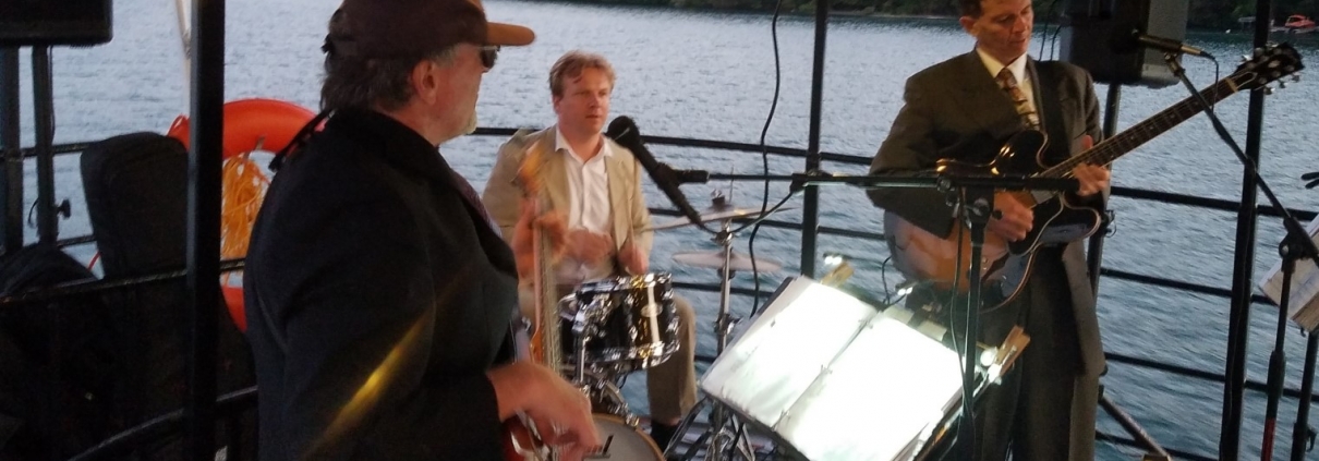 The Way Band trio at wedding on a boat from Midlakes Navigation in Skaneateles