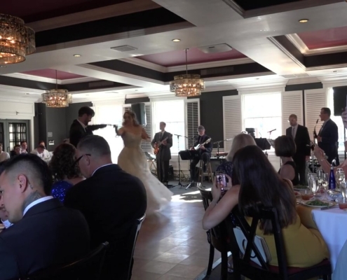 couple doing first dance to The Way Band at reception