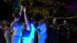 people dancing to The Way Band at fraternity party