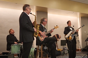 Dennis Winge Jazz Ensemble in tuxedos at wedding in Ithaca