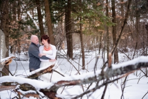 couple newly married outdoors in winter