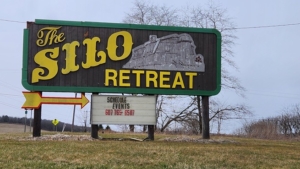 front sign at silo retreat event center