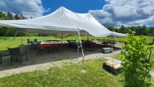 tented seating area at Treman Center