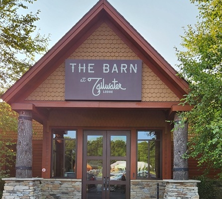 front of The Barn at Trailwater Lodge