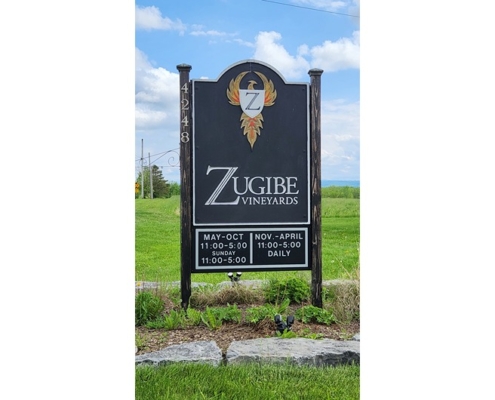 front sign of Zugibe Vineyards