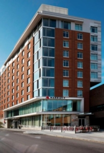 front of Ithaca Downtown Marriott hotel