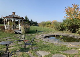 gazebo and pond at La Tourelle