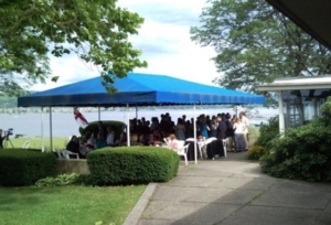 outdoor tent at Ithaca Yacht Club