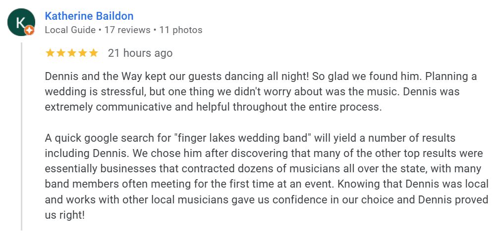 review from dance-marathon wedding that The Way Band played