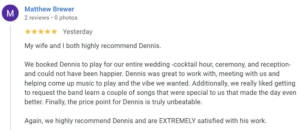 review of The Way Band from wedding client