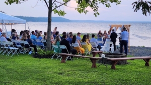 wedding ceremony on Cayuga Lake