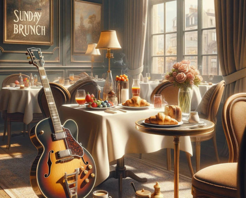 cover of Dennis Winge's solo jazz guitar album called "Sunday Brunch"