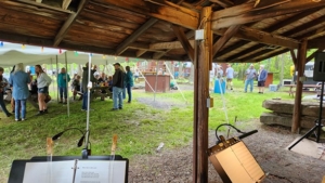 partiers at 50th anniversary party with Blue Train blues band