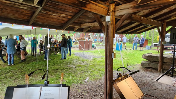 partiers at 50th anniversary party with Blue Train blues band