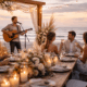 musician playing at micro wedding on the beach