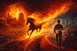 depiction of year of the fire horse for musicians