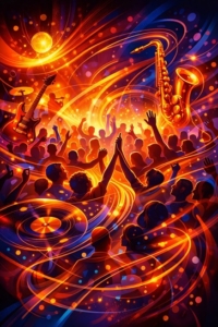 vibrant scene of band and audience sense of community
