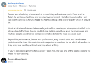 review for wedding rehearsal dinner
